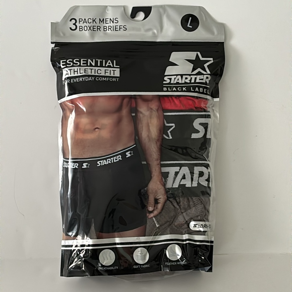 Starter Black Label Men’s Essential Cotton Stretch 6” Boxer Briefs 3 Pack